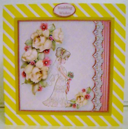 Here Comes the Bride Lacy Border Card Front by Pam Stubley