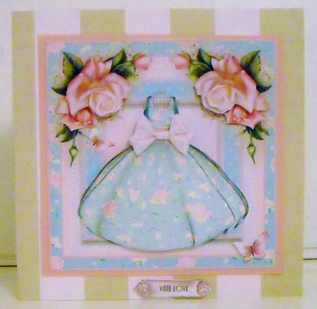 The Pink Rose Dress Card Front Kit by Pam Stubley