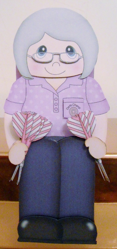 3D on the Shelf Card Kit - Little Old Lady Darts Player Joan by Pam Stubley