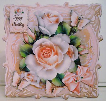 Soft Peach White Roses Card by Pam Stubley