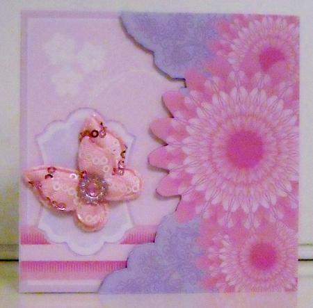 6.75 Stylised Pink and Purple Flower Design by Pam Stubley