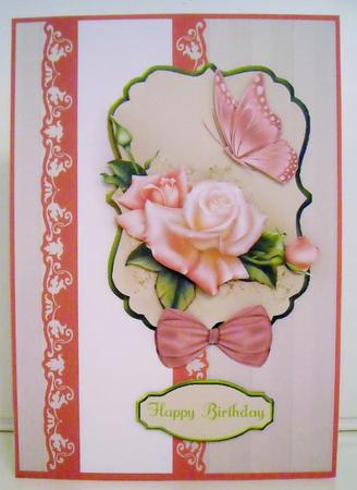 Edwardian Pink Card Front by Pam Stubley