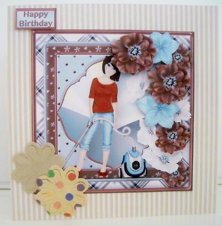 All in a Day's Work Decoupage Card Front by Pam Stubley