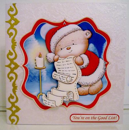 Santa's Long List Christmas Card Topper & Decoupage by Pam Stubley