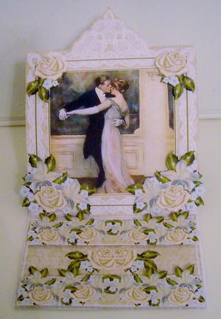 Dancing Couple Cream Lace Top Easel Card & Envelope Kit by Pam Stubley