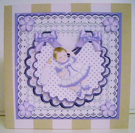 Cute Little Baby Girl on Bib & Purple Bows 8x8 Mini Kit by Pam Stubley