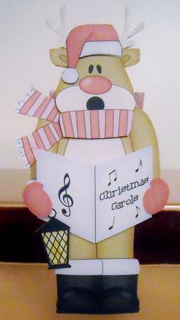 3D on the Shelf Card Kit - Christmas Carol Singing Rudolph by Pam Stubley
