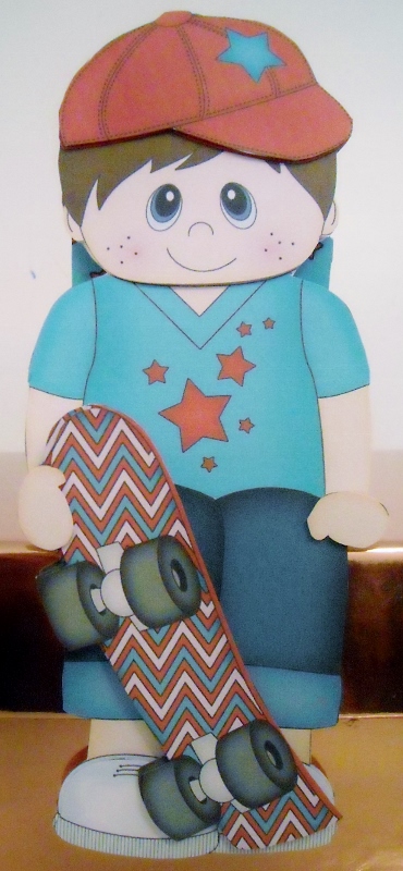 3D on the Shelf Card Kit - Little Skateboard Boy Callum by Pam Stubley