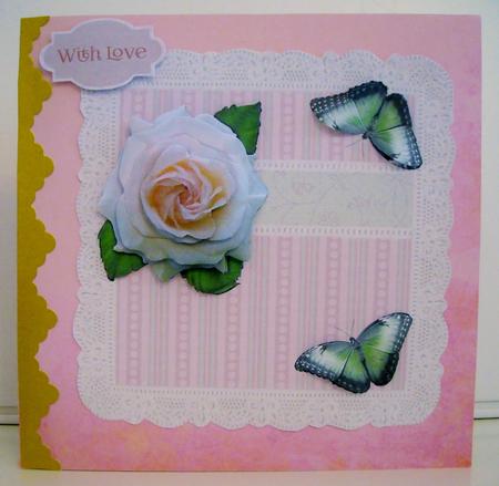 Mint and Pink Rose and Butterflies Card Kit by Pam Stubley
