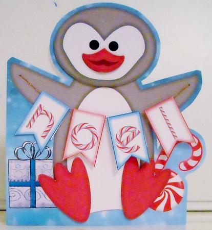 Bunting Christmas Penguin - Noel Card by Pam Stubley