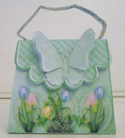 Handbag Gift Box Spring Tulips with Butterfly by Pam Stubley