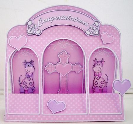 3D Holly's Baptism Window Card Kit with Decoupage N Envelope by Pam Stubley