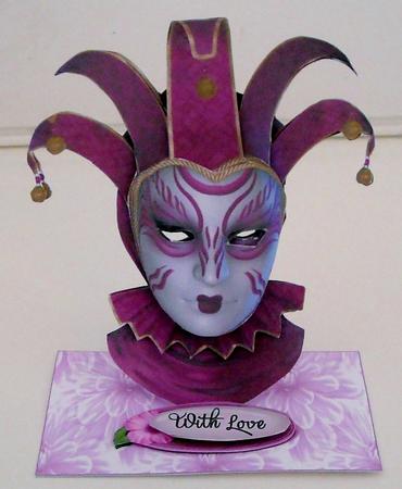 Mauve Venetian Mask Easel Card by Pam Stubley