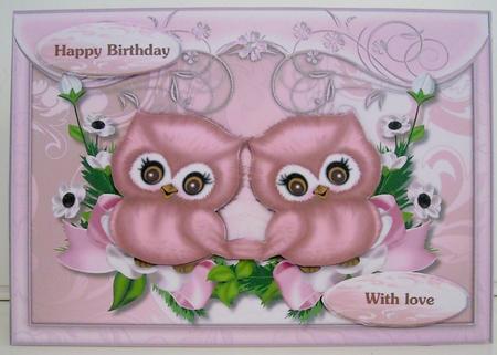 Cute Pink Owls by Pam Stubley