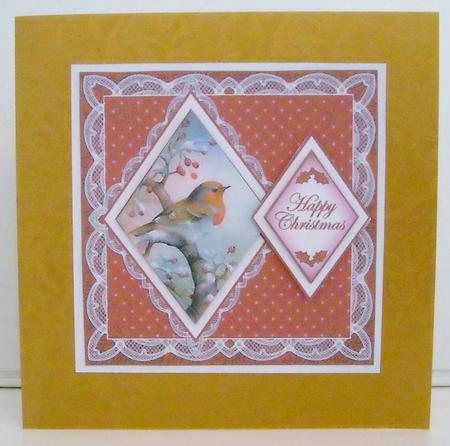 Red Robin Happy Christmas 7in Double Diamond Topper by Pam Stubley