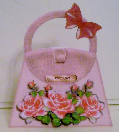 Mini Kit Handbag Card Peache Vintage Roses by Pam Stubley