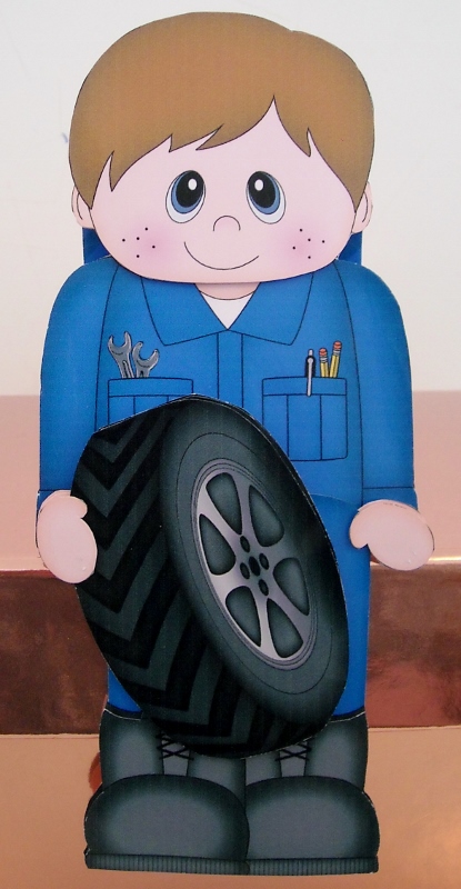 3D on the Shelf Card Kit - Little Car Mechanic Kyle by Pam Stubley