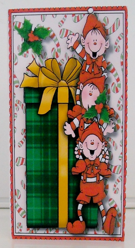 Lovely D.l with Verse , the Elves at Christmas  by Pam Stubley