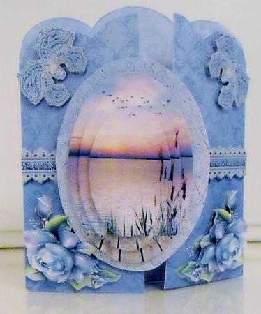 Blue Gatefold with Sunset Pyramid Card Plus Gift Card by Pam Stubley