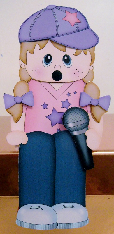 3D on the Shelf Card Kit - Little Microphone Girl Diana by Pam Stubley