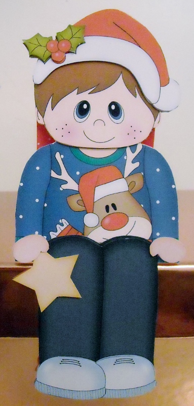 3D on the Shelf Card Kit - Little Christmas Jumper Boy by Pam Stubley