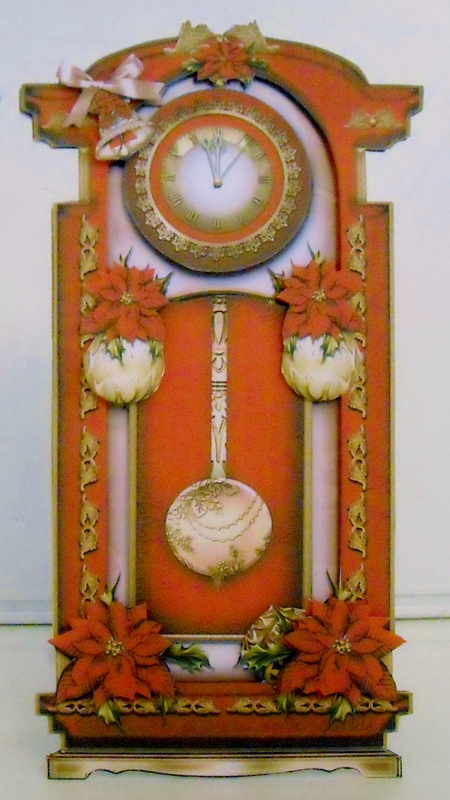 Red Vintage Christmas Clock Card Kit by Pam Stubley