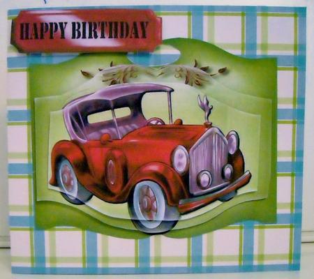Red Vintage Car on a Plaque, Bracket Pyramids by Pam Stubley