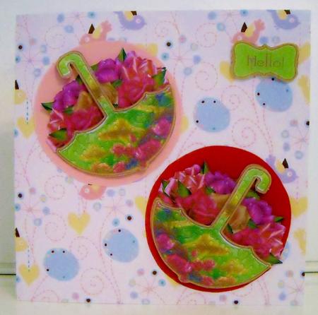 Secret Garden Umbrella Shaped Card Decopuage Mini Kit by Pam Stubley