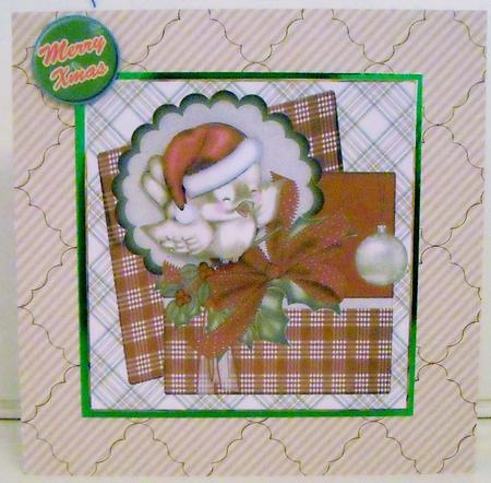 Chirpy Christmas Bird 7x7 Card with Decoupage by Pam Stubley