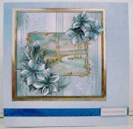 Birds in the Snow 7x7 Card with Decoupage by Pam Stubley