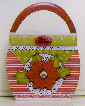 Handbag Shape Card Kit Poinsettia Red 128 by Pam Stubley