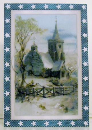 Vintage Christmas Church Scalloped Pyramid by Pam Stubley