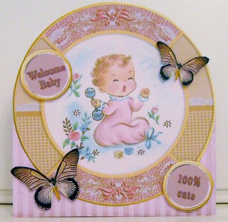 Round Over the Top Card Baby Girl Pink 536 by Pam Stubley