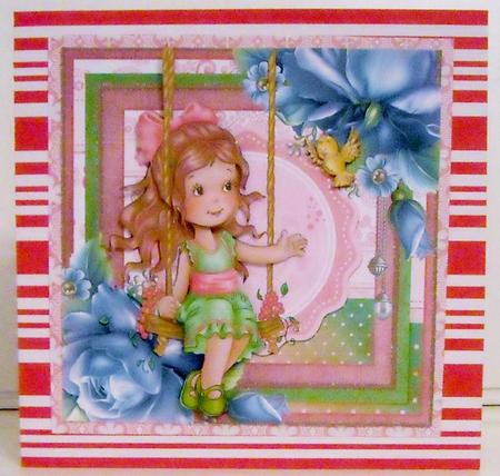 Cardtopper Girl on a Swing 544 by Pam Stubley
