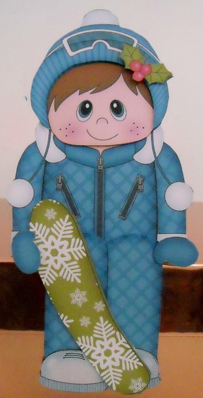 3D on the Shelf Card Kit - Little Christmas Snowboard Boy by Pam Stubley