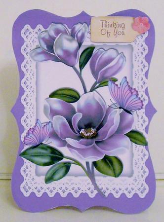 Lilac Magnolias on Lace Bracket Card and Insert by Pam Stubley