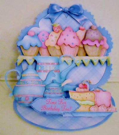 Giant Easel Tableau 3D Card Kit - Tea Time by Pam Stubley