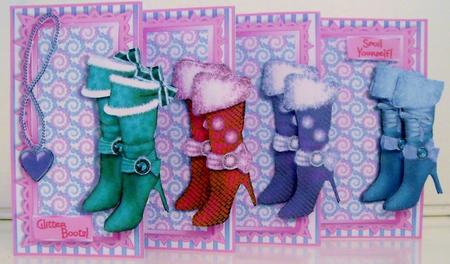 4-fold Card Kit - Glitter Boots by Pam Stubley