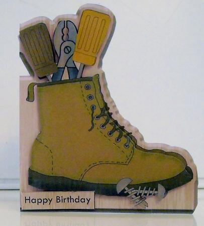 Wooden Boot Novelty Shape Card by Pam Stubley