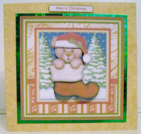 Bear in Boot Christmas Card Mini Kit & Decoupage by Pam Stubley