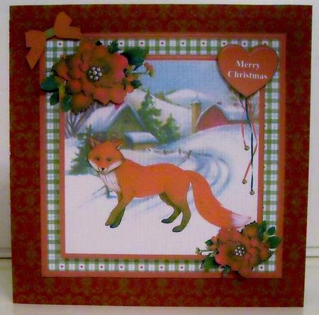 Beautiful Fox Christmas Card Mini Kit & Decoupage by Pam Stubley