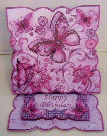 Butterfly & Flowers Dusky Pink Easel Card Kit by Pam Stubley