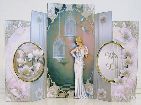 Art Deco Lady in White Double No Holes Fold Mini Kit by Pam Stubley