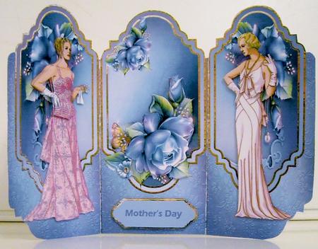 Elegant Ladies Trifold Card Mini Kit with Decoupage by Pam Stubley
