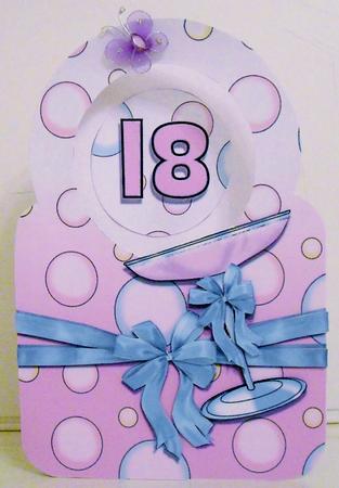 Bubbles & Bubbly, Circle Top Aperture Special Age Card by Pam Stubley