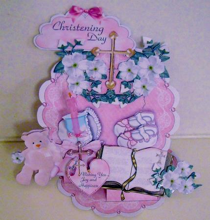 Giant Easel Tableau 3D Card Kit - Girl's Christening by Pam Stubley