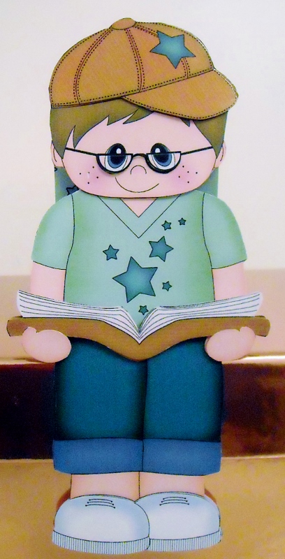 3D on the Shelf Card Kit - Little Book Reading Boy Noah by Pam Stubley