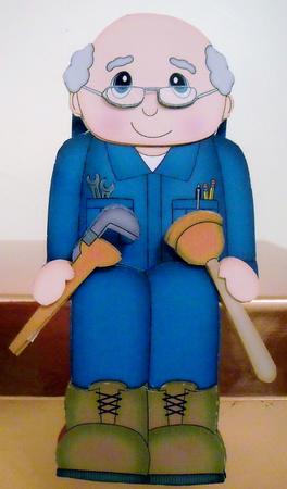 3D on the Shelf Card Kit - Old Man Plumber Len by Pam Stubley