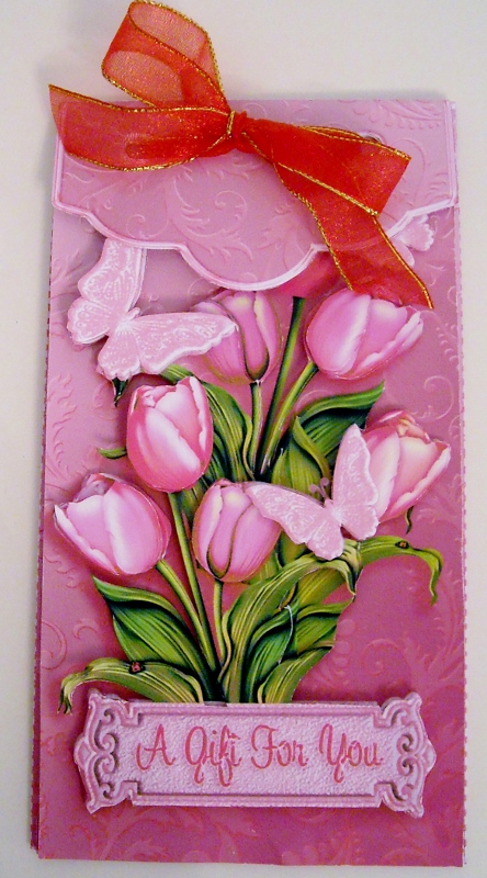 Pink Tulips Gift Card Money Envelope Mini Kit by Pam Stubley