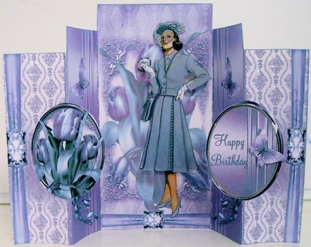 Art Deco Lady in Lilac Double No Holes Fold Mini Kit by Pam Stubley